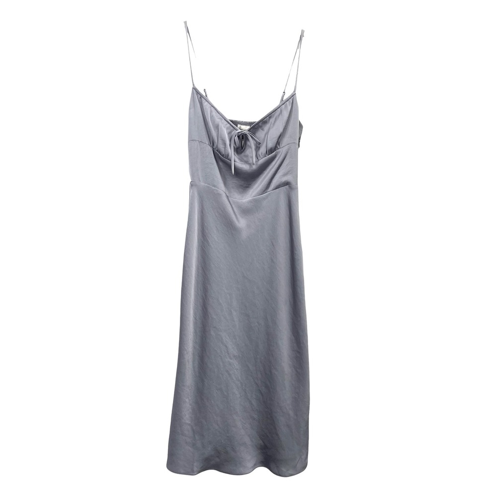 NEW Aritzia Wilfred Bellow satin Midi Dress Size 00‎ ardoise gray strappy